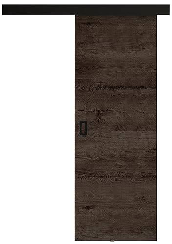 KIER FURNITURE Türen Werdi 60 Moderne Schiebetüren - Wandschiebetür - Universal Links und Rechts - Metallschiebesystem - Robust, Haltbar - Stabil, Langlebig - Esche Dunkel B66xH205xT1,6 cm