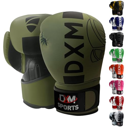 Boxing Gloves for Men & Women, Boxing Training Gloves, Kickboxing Gloves, Sparring Gloves, Heavy Bag Workout Gloves for Boxing, Kickboxing, Muay Thai, MMA (Green & Black, 14 oz)