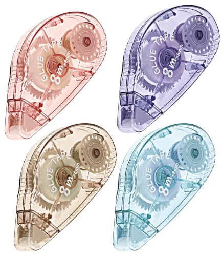 YUXIANLB Double Sided Glue Roller, Permanent Adhesive Tape Roller Dispenser | 4 Pack, Scrapbooking Glue Tape Runner, Journaling Supplies, for Crafts, Journaling, Arts Project, Photo-Safe