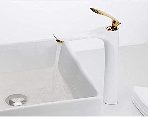 Küchenarmaturen, Küchenarmatur, Elegante Goldfarbene Weiße Waschtischarmaturen, Badezimmer, Einhebelmischer, Warm- Und Kaltwasserhahn, Waschtischarmatur, Messingkran