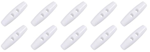 QUARKZMAN 38x10mm Knebelknöpfe 10Stk Kunststoffverstellbarer Weiß | Verschluss für Regenmantel Mantel Rucksack