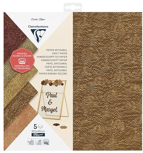 Clairefontaine 95738C 5 Bögen Schneidepapier 30,5x30,5cm 170g sortiert