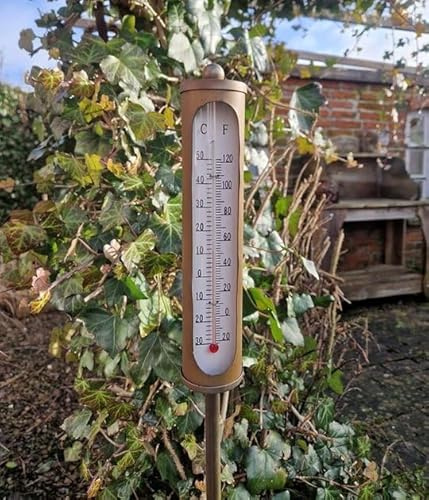 THERMOMETER ZUM STECKEN STANDFUSS GARTENDEKO ANTIK VINTAGE STIL WOHNDEKO NEU WO-1708