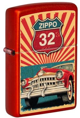 Original Zippo Feuerzeug - Garage Zippo 32 Edition in Metallic Rot mit Aufdruck