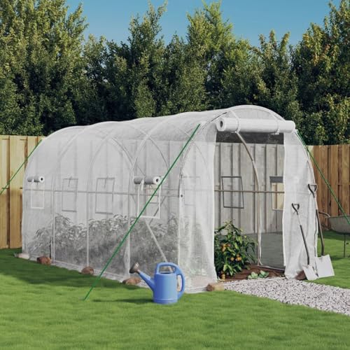 Gecheer Gewächshaus Foliengewächshaus Tomatenhaus mit Stahlrahmen Weiß 8 m² 4x2x2 m