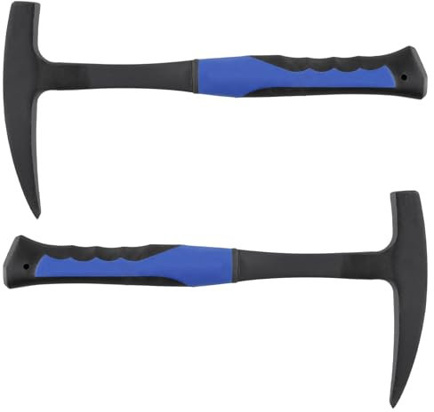 PINGEUI 2 Pack 32oz Rock Pick Hammer, 33.5 cm with Shock Reduction Grip, Duckbill Pointed & Flat Head for Mining, 2.2 lbs