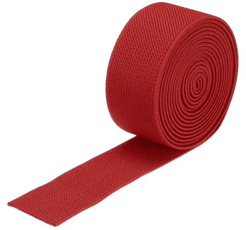 QUARKZMAN Nastro Elastico Largo in Twill Doppio Lato 3cm(1,2) Flat 2 Iarde/6 Piedi Nastro Elastico Tessuto Spola Cinghia Tensione Resistente Rosso per Cucire Cinture