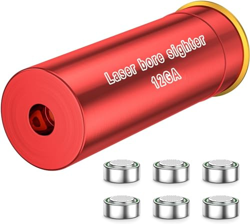 KinZon 12GA Bore Sight Rot, Red Zeroing Bore Sight, Red Dot mit 2 Sätzen Batterien, für Airsoft, Jagd