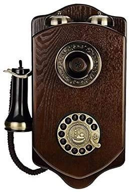CWXKGL Teléfono Teléfono residencial Teléfono Antiguo Vintage Montado en la Pared de Madera Vintage Giratorio Retro Hotel Tarjeta inalámbrica Creativa Teléfono Fijo con Cable