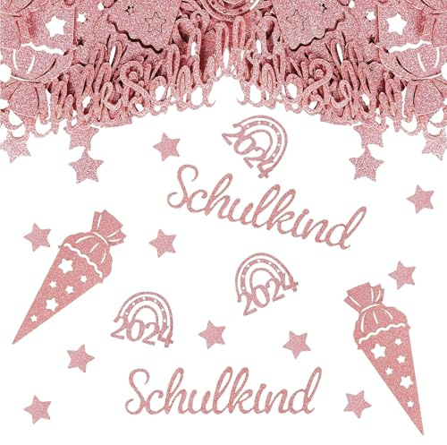 100 Stück Schulkind Konfetti Glitzer Rosegold, 2024 Streudeko Einschulung Tischdeko Konfetti, Schultüte Tischdekoration, für Schuleinführung, Schulanfang, Mädchen Junge Einschulungsfeier