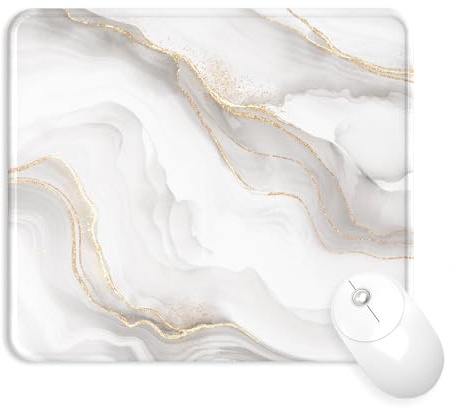 Giecy Alfombrilla Ratón Gaming, Bordes Cosidos Duraderos Mouse Pad, Superficie de Lycra, Base de Goma Antideslizante para PC, Portátil, Oficina (Oro Marfil)