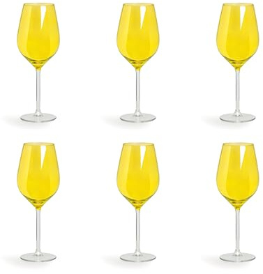 Excelsa Color Wine Set 6 Calici, Vetro, Capacità 500 ml, Giallo