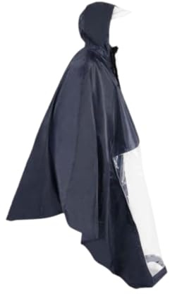 perfeclan Rollstuhl-Poncho-Abdeckung, Rollstuhl-Regenumhang, Regenmantel, Camping, Reisen, verstaubarer Poncho mit Kapuze für ältere Erwachsene, Dunkelblau, ohne Spiegelloch