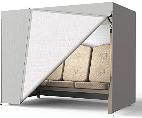 3 Seater Garden Swing Seat Cover Outdoor Waterproof Patio Hammock Covers, Windproof & Anti-UV & Dust-Proof All Weather Swing Canopy Cover Swings Chair Covers 220x170x125cm (Grey)