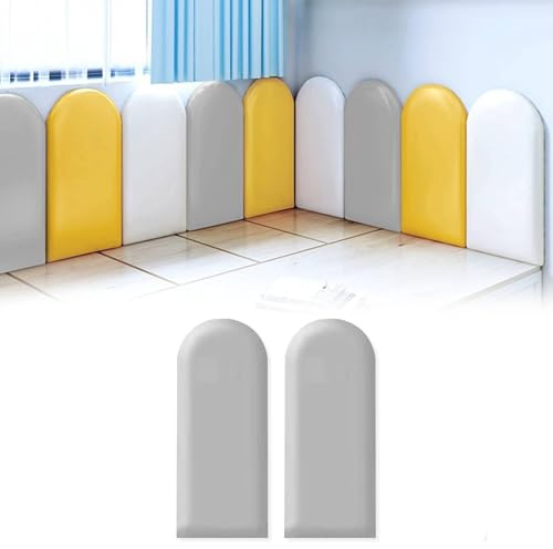 Wall Cushion Padding, 40 * 30cm 3D 2PCs Anti-Collision Wall Stickers, Shockproof Peel Soft Bag, Stick Wall Padding, Self-Adhesive Headboard, Tatami Wall Stickers for Nursery (Light gray)