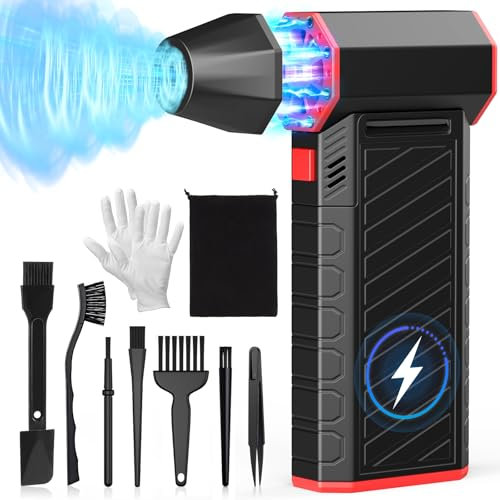 Elektrische Staubgebläse, 10 In 1 Pro Elektrische Druckluftspray für PC Reinigungsset, 3-Gang 150000 U/min Air Duster mit Licht, Reinigung für PC, Elektronik, Sofa, Auto, Bürogeräte