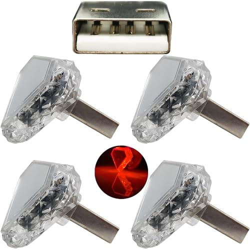 CTRICALVER Lumière ambiante USB USB triangulaire (tactile) rouge 4Pcs matériau PC Feux Secours 5V/1A Mini veilleuse adaptée à diverses prises USB telles que les banques d'alimentation et les voitures