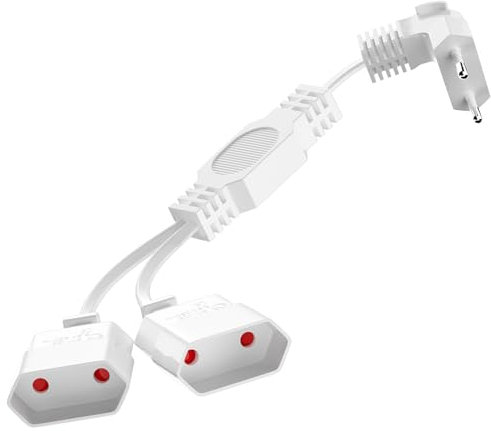 Verlängerungskabel Eurostecker, 2M Kurzes Netzkabel Verlängerung, 2-Fach 90° Eurostecker, 0.75 mm² Typ-C Euro Buchse, Stromkabel Eurostecker auf Eurobuchse, Max.2,5A/250V für TV&Lampe Weiß