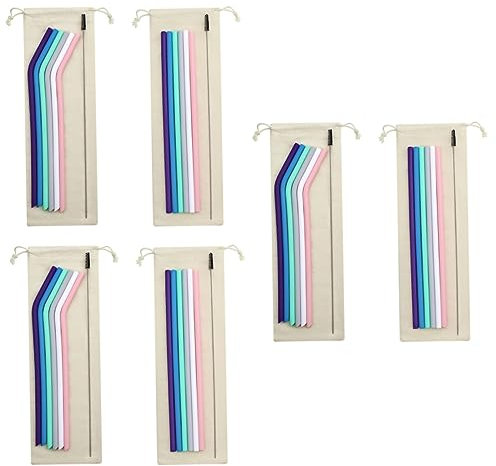 IMIKEYA 6 Juegos pajita reutilizable popotes reutilizables vasos de pajitas de café pajita para bebidas palhinhas reutilizaveis reusable straw pajitas portátiles pajita de silicona