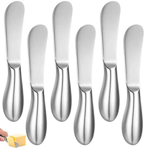 XTUDOU® 6 Stück Buttermesser Klein, Käsemesser Edelstahl, Dessertmesser Klein, Buttermesser klein Edelstahl, für Sahne, Marmelade, KäSe, GebäCkherstellung