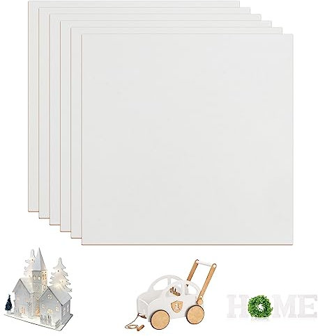 Uadme MDF Tablero Madera, Tablero MDF 3mm, 6 Piezas Hoja de Madera 30x30 cm, Fibra de Madera, Hoja de MDF para Grabado Láser, Pintura y Decoración (Blanco)