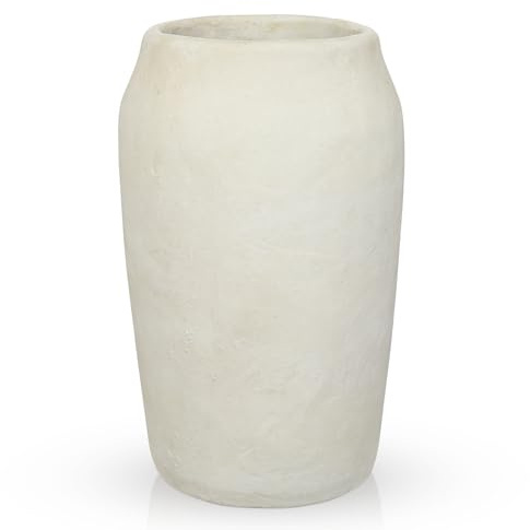 30 cm Zement Vase Vintage Rustikal Vase Deko Cremeweiß Blumenvase Tischvase