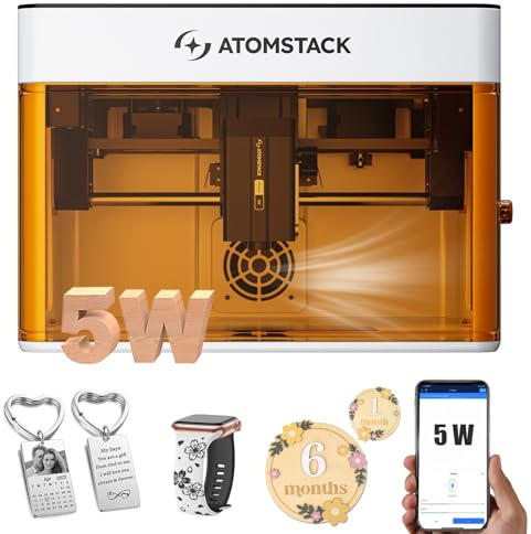ATOMSTACK P1 5W Macchina portatile per l'incisione laser Porta completamente chiusa 5W Macchina per l'incisione laser a doppio motore 10000m/min PC Mobile, incisione offline APP