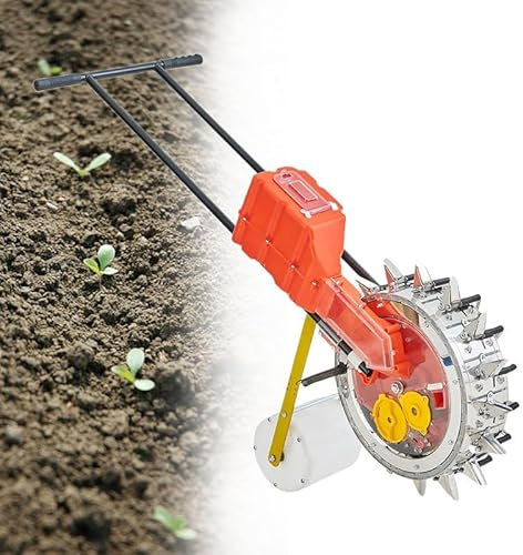 Macchina di semina - Carrello manuale a spinta con ruote di misurazione di precisione, pneumatici per tutti i terreni, telaio in acciaio di calibro pesante per piantare aziende agricole e serre