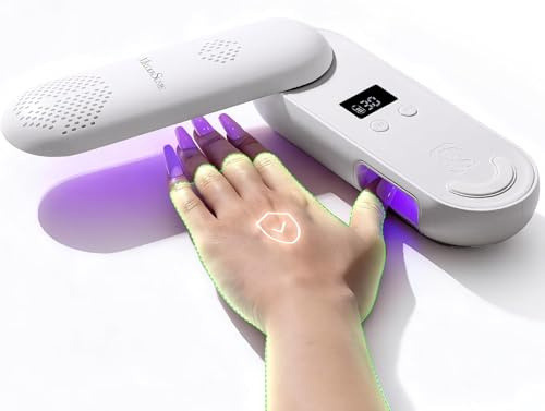 MelodySusie Compact Cordless UV Nail Lamp, P-PLUS20F with Innovative Rotatable Panel & UV Protection Design, Rechargeable UV Light Cures All Gels, Especially Rhinestone Glue & Liner Gel Polish White