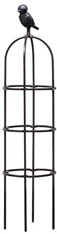 Traliccio a obelisco per piante rampicanti, giardino, torre alta, in ferro battuto, supporto per fiori per rampicanti e rose, nero, 1 pezzo (24 x 150 cm)