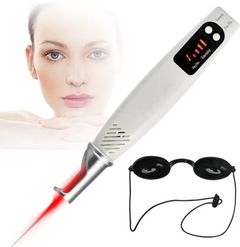Stylo Laser Picoseconde à Lumière Bleue/Rouge Pour éliminer Les Acrochordons Et Les Taches Brunes. 9 Modes/4 Niveaux. Pour éliminer Les Pigments, Les Cicatrices,Red