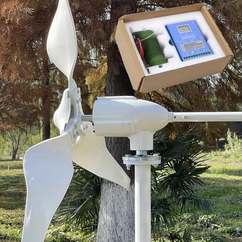 Kit de Aerogenerador de 2000W 24V/48V con Controlador Híbrido Eólico-Solar MPPT y Pantalla LCD – Para Casa, Autocaravana, Granja y Barco (Sin Mástil) (24, Voltios)