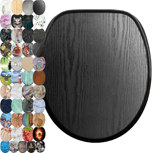 Sanilo Toilet Seat, Great Range of Colorful Toilet Seats, Stable Hinges, Easy to Mount (Black Wood)