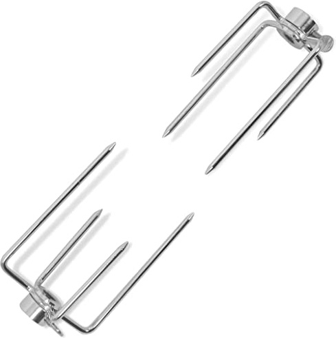 AJJHUUKI Accessori per cucina e sala da pranzo-Accessori per elettrodomestici da cucina-Accessori per griglia-BBQ Girarrosto Forchette per spiedo 2 pezzi Acciaio