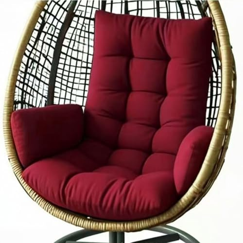 AQIGR Hängesessel Kissen, Garten Polster, Auflage für Hängeschaukel, Hängekorb Sitzkissen, Waschbar Schaukelstuhl Sitzkissen Hängestuhl Sitzauflage(Wine red)