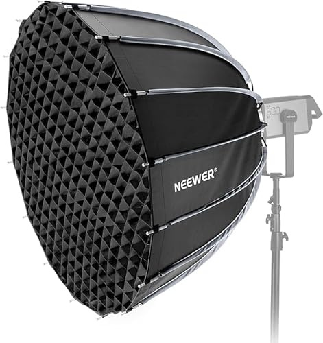 NEEWER Basics Parabolic Softbox Bowens Mount, 47 Quick Release Soft Box Light Diffuser/Grid/Bag Compatible with Godox Compatible with Aputure 600d Studio Photography Video Recording Lighting, NS39P
