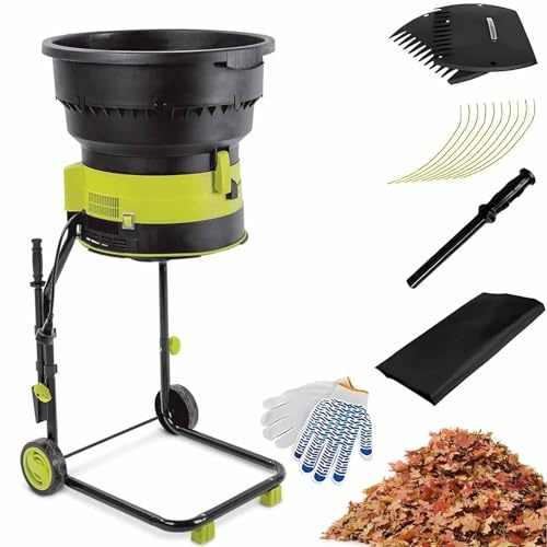 Trituradora Hojas Eléctrica,15 A 2500W,Sin Cuchillas,Relación Transmisión 17:1,8000 RPM,Capacidad Máxima Triturado hasta 55 Galones por Minuto,Para Hojas,Césped Y Recortes Jardín,20mxPowercord