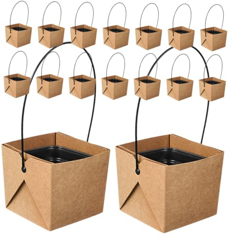 Toyvian 16juegos Mini Macetas Cuadradas De Papel Kraft Impermeables para Suculentas Caja para Suculentas Miniatura De Macetas Pequeñas para Decoración De Plantas Interiores