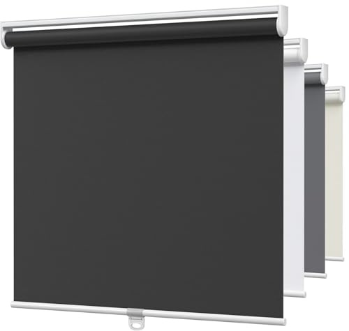 MYshade Blackout Cordless Roller Shades, Room Darkening Free-Stop Roll Up Blinds for Windows, Pull Down Blocking Blind for Home and Office, Easy to Install, 36 W X 72 H, Black