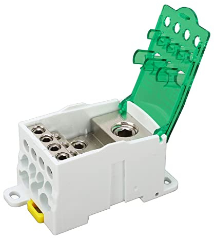 Morsettiera Elettrica,400A 690V Morsettiera Din,1 Ingresso,11 Uscite,Verde | Ingresso 95-185mm², Uscite 6-35mm²/2.5-16mm²/2.5-10mm², per Quadro Elettrico
