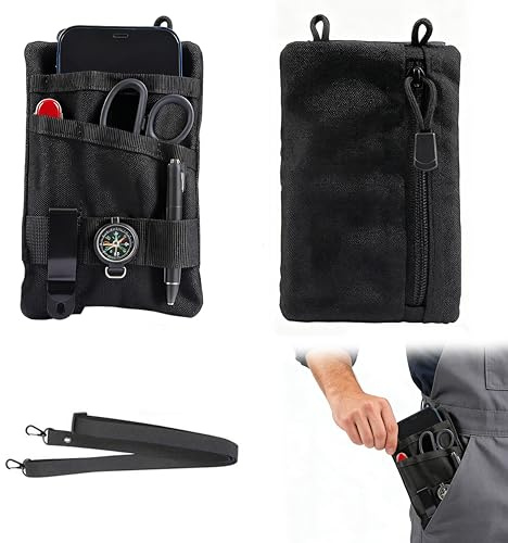 LXVPKH EDC Pouch Oxford Fabric Pocket Organizer with Adjustable Strap EDC Fanny Pack for Travel Running, Secure Zip Pocket for Keys Cards Cash, Holds Flashlight Pocket Knife Multitool Pen