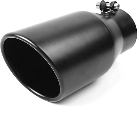 Bocchetta Scarico Terminale Scarico In Acciaio Inossidabile Ingresso 3 Pollici Uscita 4,5 Pollici Lunghezza Totale 9 Pollici Superficie Verniciata Nera. Tubo Scarico Per Automobili
