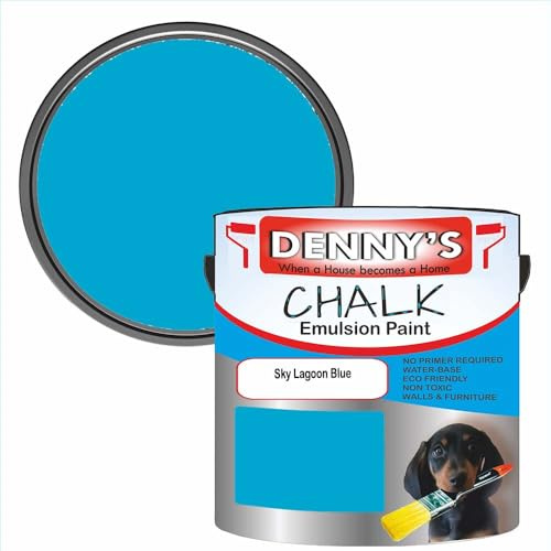 Premium Interior Wall & Furniture Chalk Paint – Sky Lagoon Blue – Rich Matt Finish, Durable & Washable, Low Odour, Ideal for Living Rooms, Bedrooms & Hallways (500ML Tin)