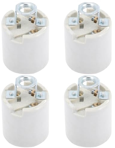 Ciieeo Portalámparas E26 de Cerámica Resistente al Calor Casquillo Roscado para Bombillas de Techo o Mesa 4 Unidades Compatible Bombillas E26 Accesorio para Lámparas de Interior