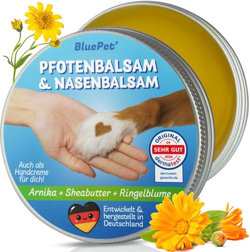 BluePet Pfotenbalsam Hund für Pfoten & Nase mit Shea Butter & Arnika | Pflegt trockene und rissige Pfoten, zieht schnell ein und schützt empfindliche Ballen bei jedem Spaziergang.