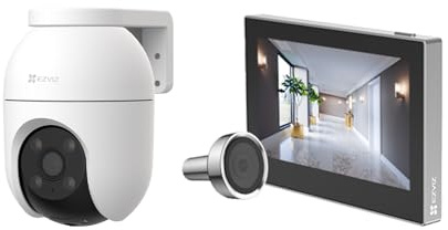 EZVIZ 2MP WLAN Türspion mit Farbbildschirm CP2 und WLAN Überwachungskamera Aussen C8c 5MP