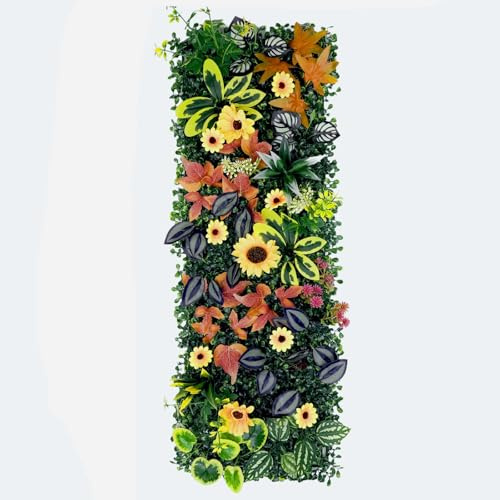 AGARES Panel de pared verde artificial de 25 x 75 cm, decoración de pared de plantas artificiales realistas, césped artificial modular y pared de flores para pared de fondo, pared características