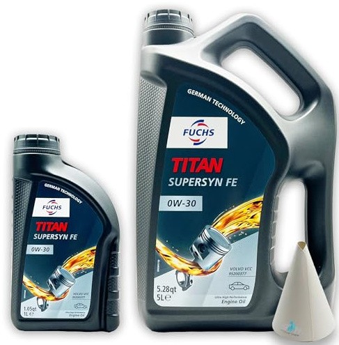 Fuchs Titan Supersyn FE 0W-30 | 6 L | kompatibel mit VOLVO VCC 95200377 | RENAULT RN0700 | ACEA A5/B5 | API SL | Motorenöl | Motoröl | Ölwechsel | Öl | SAE 0W30 |