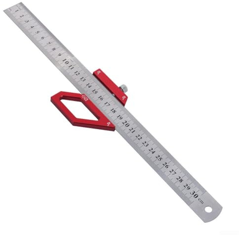 Posheliox Precision Measuring Ruler Steel Ruler Positioning Block Woodworking Centre Finder Tool Aluminium Alloy Angle Scriber Marking Line(1set)
