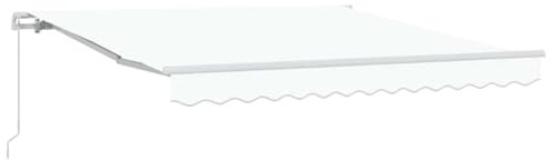 Tenda Retrattile Bianco 350 x 250 cm in Poliestere e Alluminio, Tendone da Giardino con Meccanismo Manuale, Ideale per Terrazze e Patio